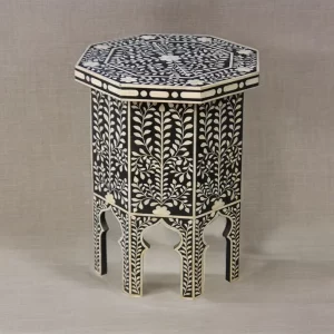 Black and White Inlay End Table