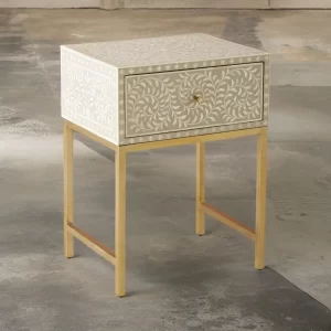 Bone Inlay Bedside Table