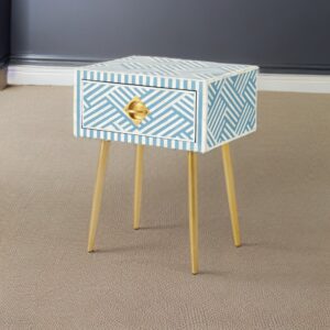 Bone Inlay Blue Nightstand