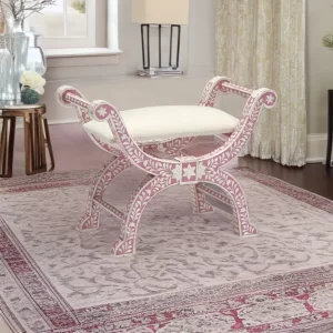 Bone Inlay Pink Stool