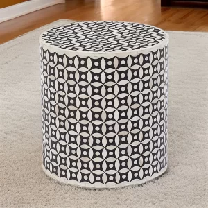 Bone Inlay Round Side Table