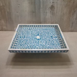 Bone Inlay Blue Decorative Tray
