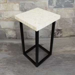 White Bone Inlay Side Table