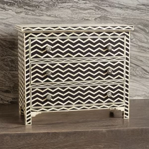 Bone Inlay Black Chest of Drawer