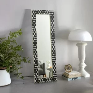 Bone Inlay Black Framed Mirror