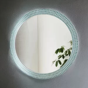 Bone Inlay Round Mirror Frame