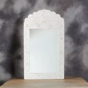 Bone Inlay White Mirror Frame