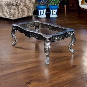 Teak Wood Silver Coffee Table