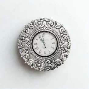 Carved Silver Wall Clock
