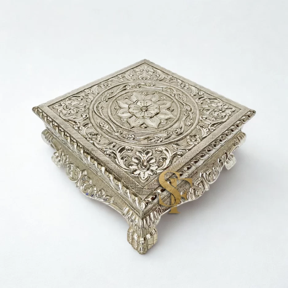 Chogwi Handcrafted Silver Chowki - Silver Furniture