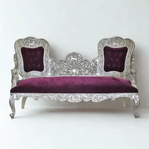 Indian Handcarved Silver Sofa