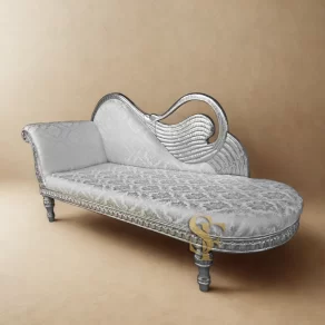 Silver Peacock Chaise
